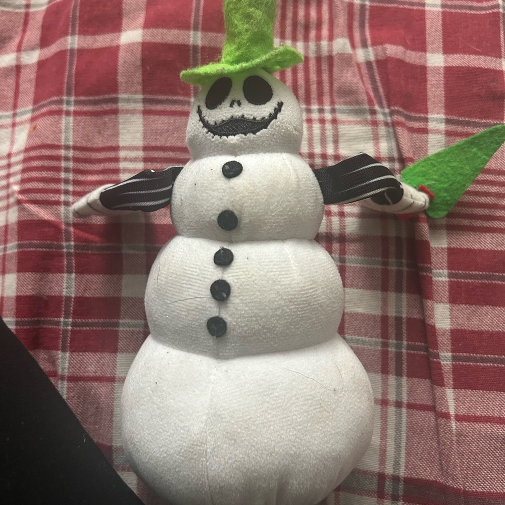 Disney White Snowman Plush with Bright Green Hat